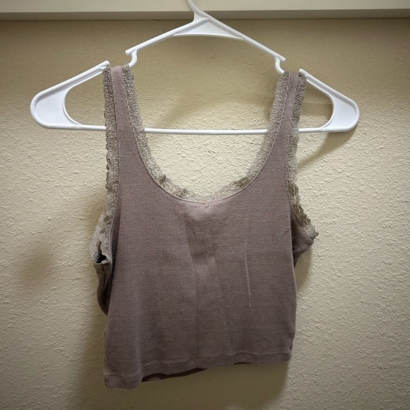 Garage Tan Lace Trim Tank Top - Picture 2 of 3